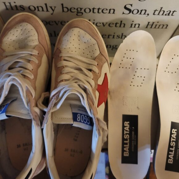 Golden Goose Ballstars Size 38 US 7.5-8 Pink Suede Red Star ⭐️ - Picture 7 of 10